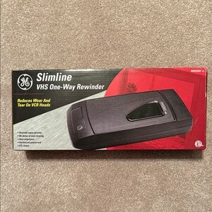 GE Slimline VHS One-Way Rewinder - Black